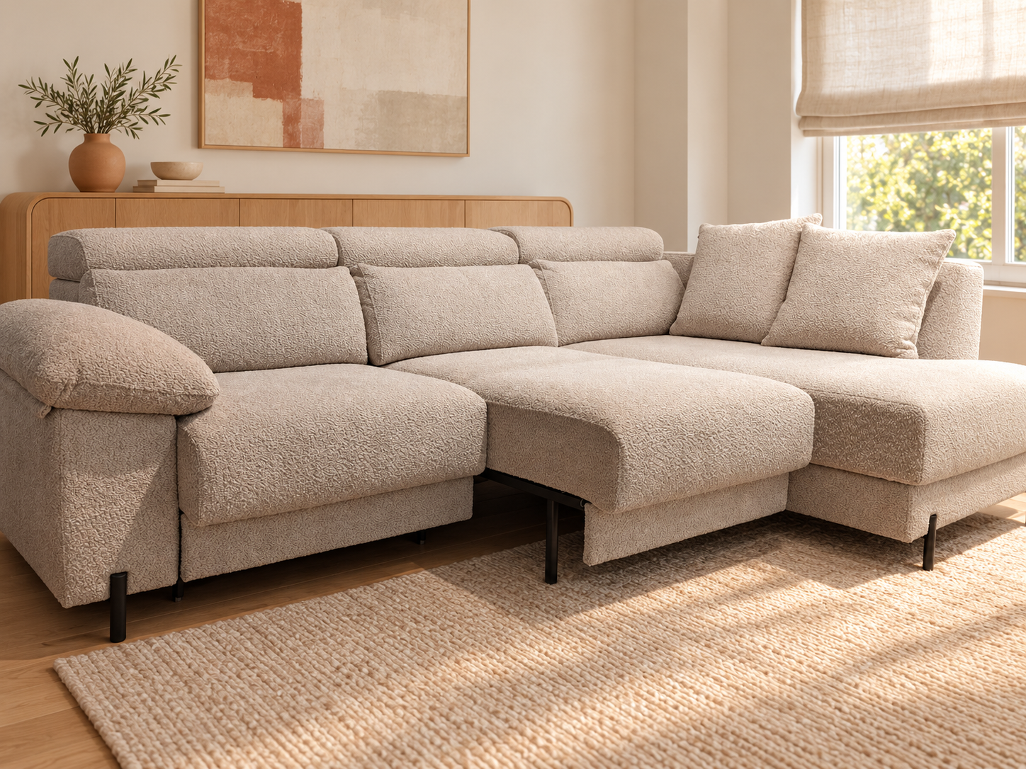 Sofá GALLA: detalle del asiento central extendido