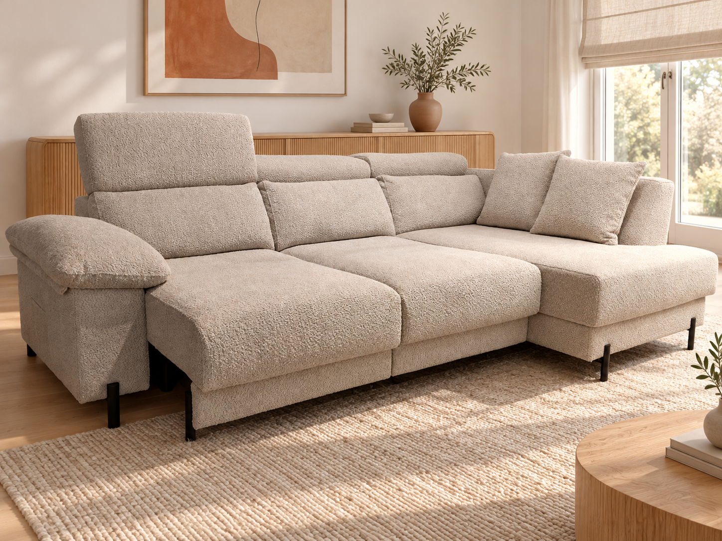 Sofá GALLA: asiento extendido y cabezal elevado
