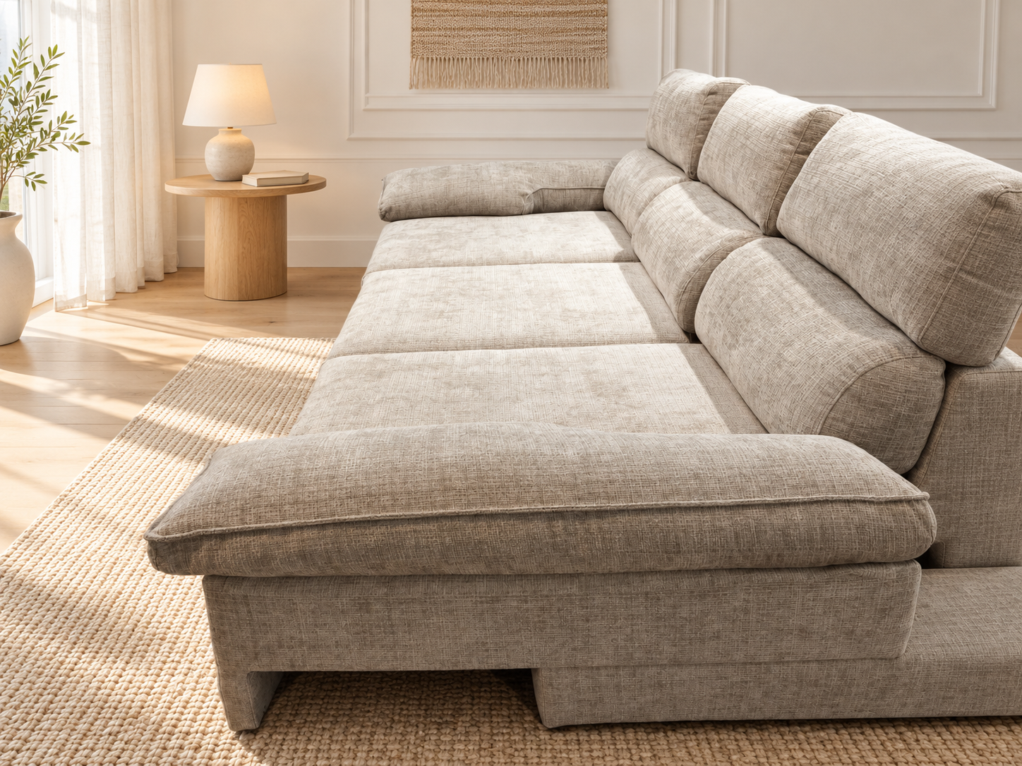 Sofá XL: detalle del asiento y el brazo